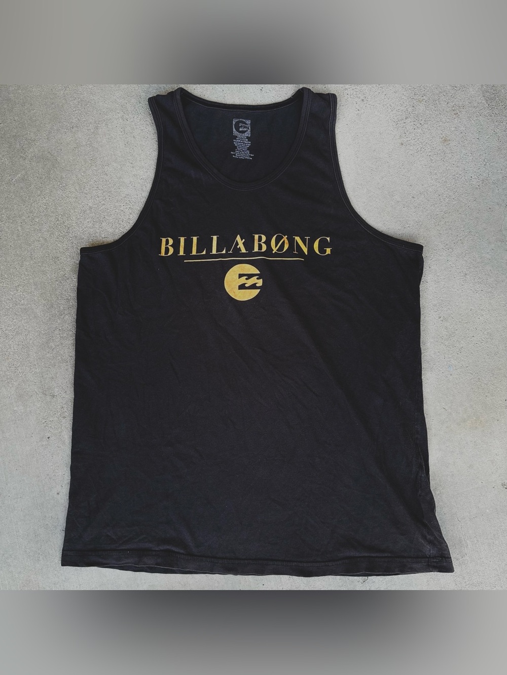 Billabong Mens Black Graphic Logo Sleeveless Round Neck Cotton Knit Tank Medium
